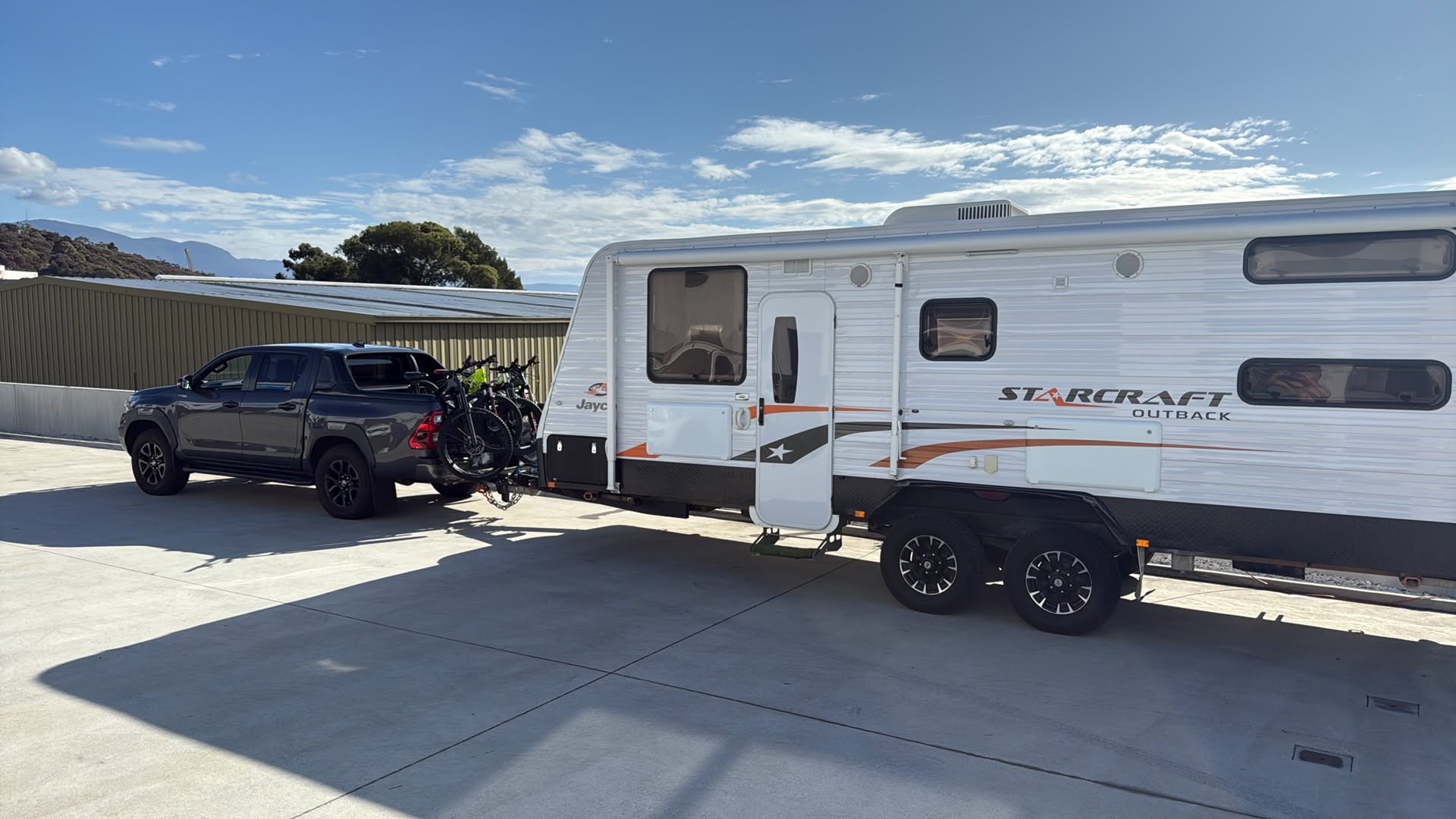 Caravan parked in a driveway