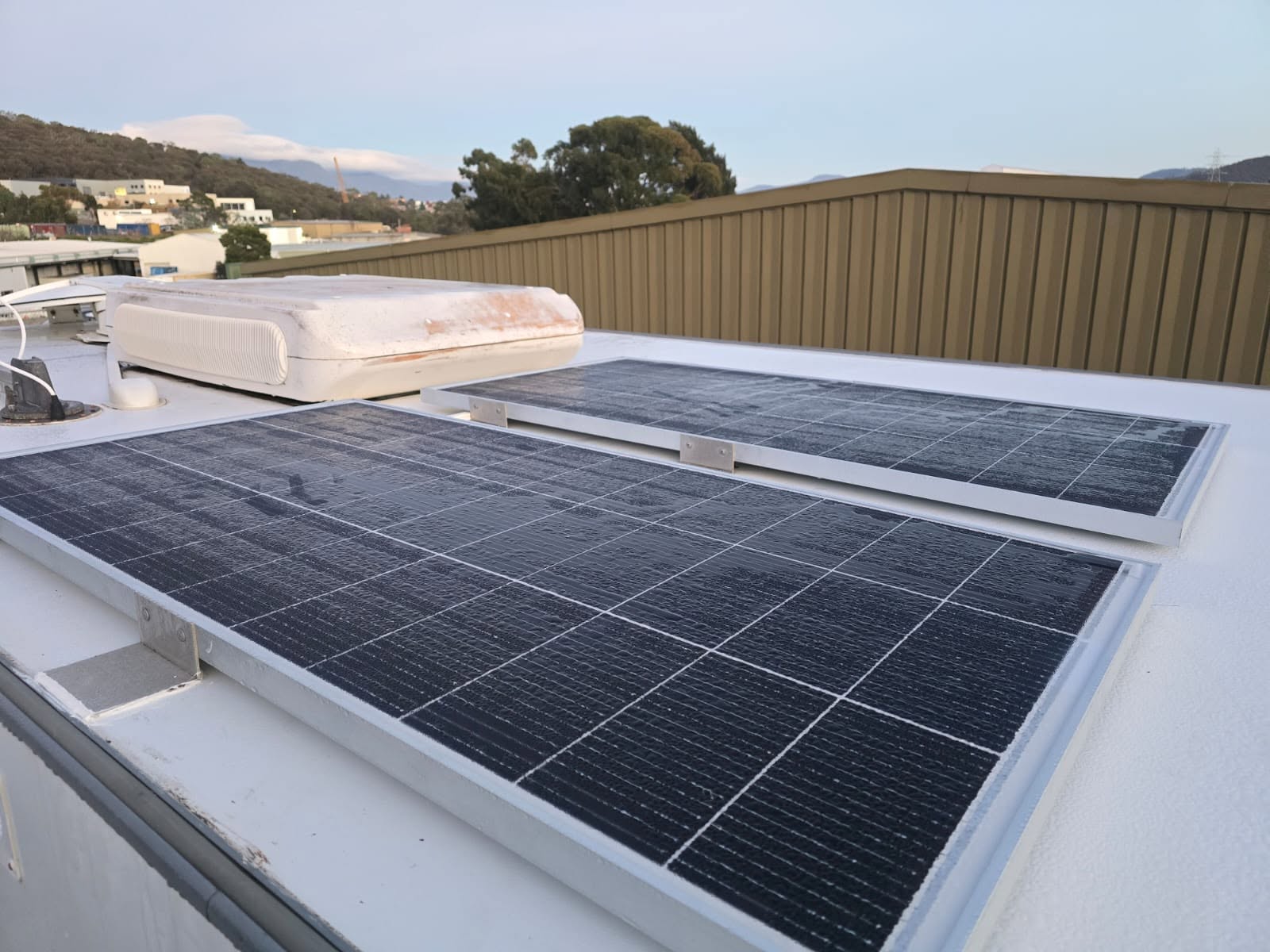 Solar panels installed on RV roof